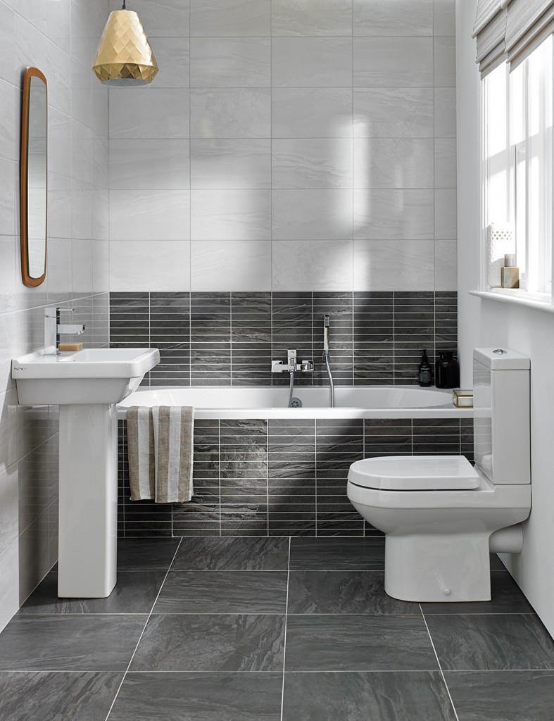 Elegant Dark Grey Gloss Scored Wall Tile 250x400mm | N&C Tiles and ...