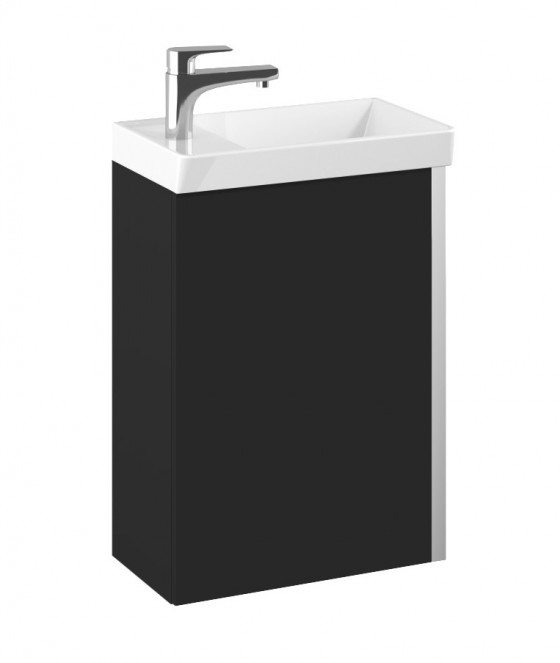 Puro Cloakroom Wall Hung 45.5cm Basin Unit with Basin, Black Matt