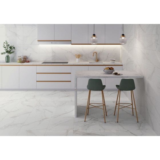 Capri White Marble Ceramic Wall Tile 300x600mm