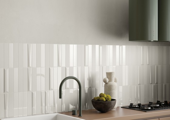 Up White 50x250 Cuscino Gloss Ceramic Wall Tile 50x250mm