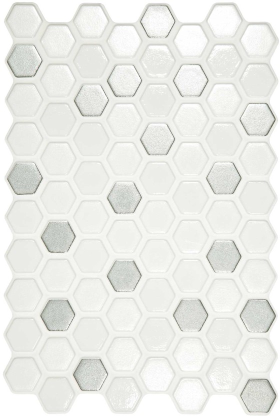 NB19943 Hexagon Silver Interlocking Mosaic 200x300mm - 2.5m²