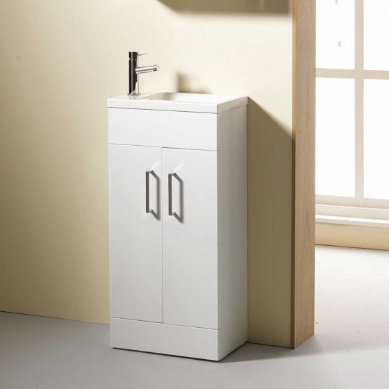 Eden 400mm Floor standing Unit & Basin White Ed40w