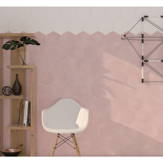 Lily 5 Hexagon Pink Porcelain Floor & Wall Tile 198x228mm