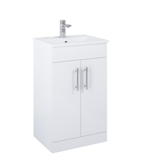 Pavilion 50cm Floor Standing 2 Door Basin Unit White Gloss