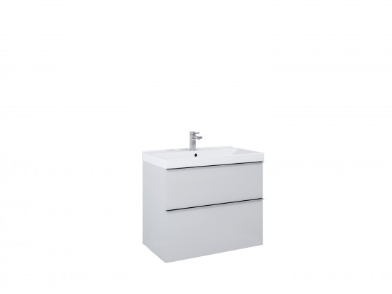 Look Modular Wall Hung Basin Unit 80cm 2 Drawer Matt Stone