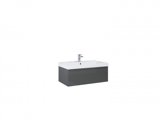 Look Modular Wall Hung Basin Unit 80cm 1 Drawer Anthracite High Gloss  