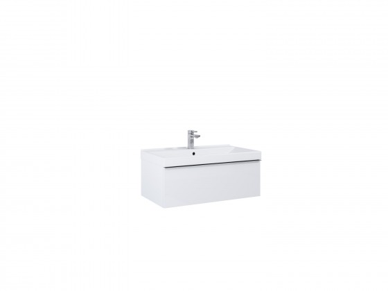 Look Modular Wall Hung Basin Unit 80cm 1 Drawer White High Gloss  