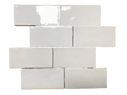 Zellige Glaciar White Ceramic Wall Tile 65x130mm