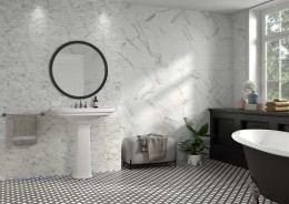 Naples White Marble Ceramic Wall Tile 250x500mm