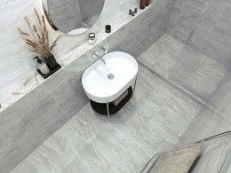 Nordic Gloss Grey Marble Porcelain Floor and Wall Tile 607x607mm