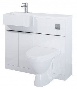 Linear Compact 100cm 2 Door Combination Vanity Unit LH White