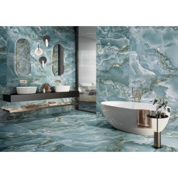 Italian Onyx Turquoise Green Polished Porcelain Wall & Floor Tile 600x1200mm