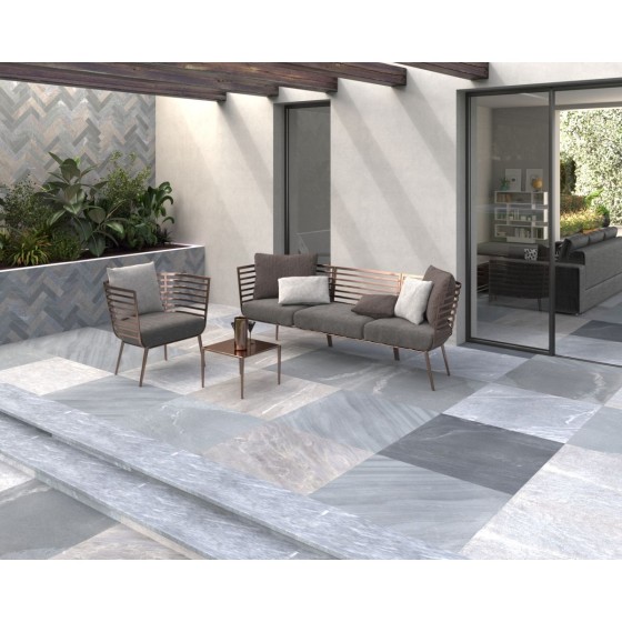 Touchstone Dark Grey Anti-Slip Porcelain Wall and Floor Tile 450x900mm