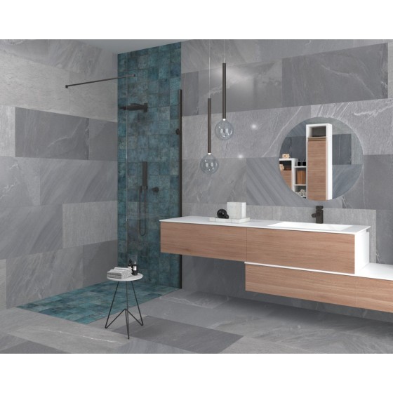 Touchstone Dark Grey Matt Polished Porcelain Wall and Floor Tile 450x900mm