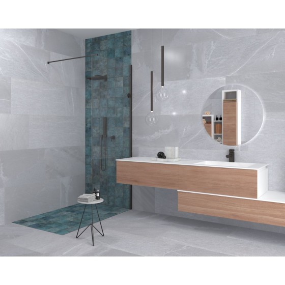 Touchstone Light Grey Matt Polished Porcelain Wall and Floor Tile 450x900mm