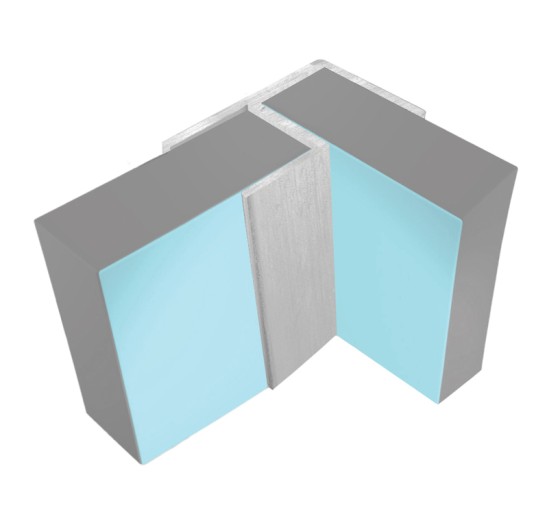 Multipanel Type 100 Flush Corner 2450mm Satin Silver