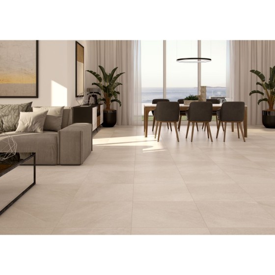 Ridge Cream Porcelain Floor and Wall Tile 608x608mm