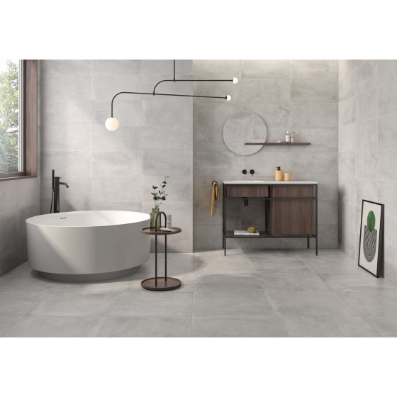 Bahia Perla Grey Cement Porcelain Floor and Wall Tile 608x608mm