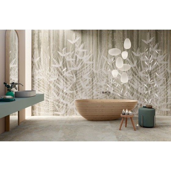 Amazon Shadow Leaves Floral Natural Porcelain Floor and Wall Tile 600x1200mm