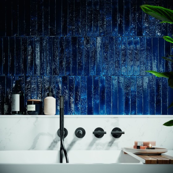 Symphony Indigo Crackle Gloss Ceramic Wall Tile 38x235mm