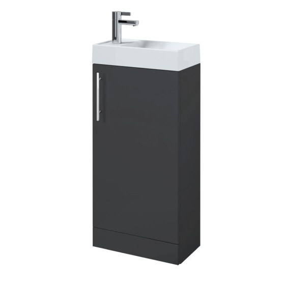 image of Plan Gloss Anthracite Floor Standing Cloakroom Unit Inc Bathroom Basin And SInk