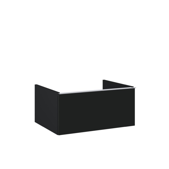 image of Look Wall Hung Bathroom Worktop Unit 60cm 1 Drawer Matt Black With Black Handle