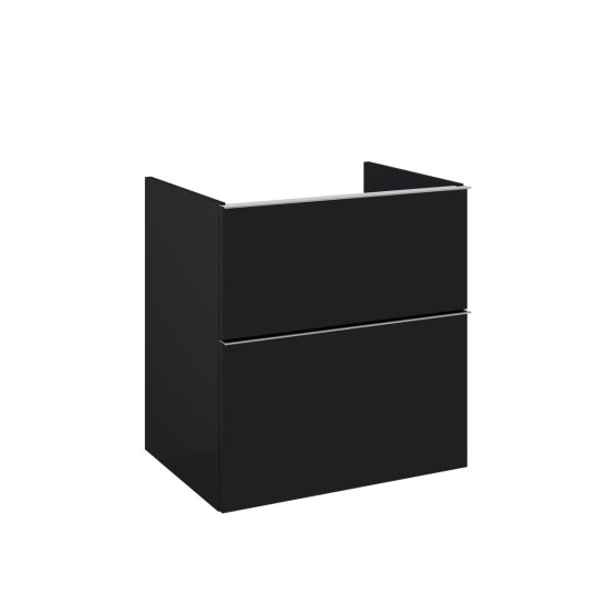 image of Look Wall Hung Bathroom Worktop Unit 60cm 2 Drawer Matt Black With brass furniture handless