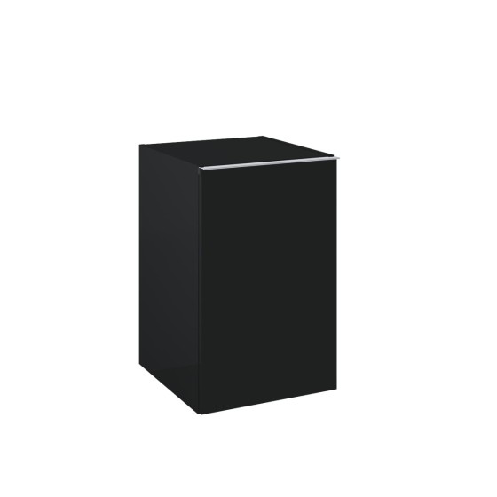 image of Look Wall Hung Base Of Bathroom Vanity Unit 40cm 1 Door Matt Black With Black Handle