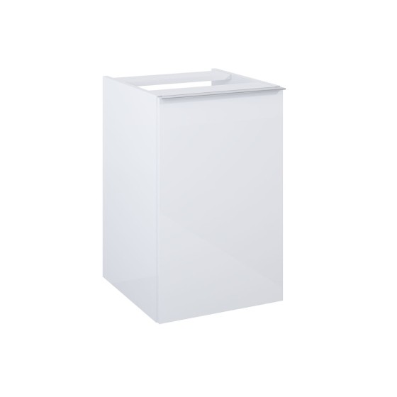 image of Look Wall Hung Base Of Bathroom Vanity Unit Complete With Basket 40cm White Gloss With Black Handle