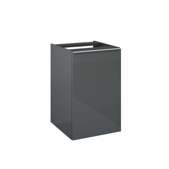 image of Look Wall Hung Base Of Bathroom Vanity Unit Complete With Basket 40cm Anthracite Gloss With Black Handle