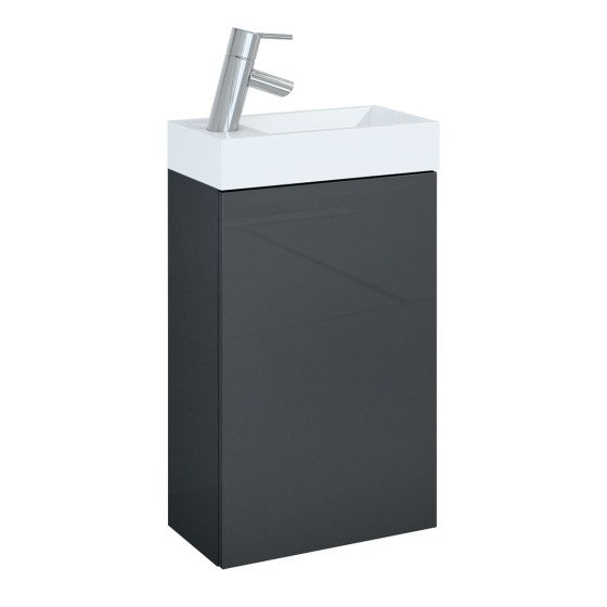 image of Plan Anthracite Gloss Wall Mounted Cloakroom Unit Incl Vanity