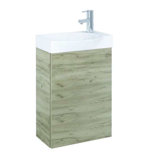 image of Drift 450X350mm Craft Oak Cloakroom Wall Mounted 1 Tap Hole Basin Unit