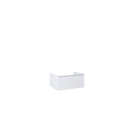 image of Look Wall Hung Bathroom Worktop Unit 60cm 1 Drawer White Gloss With brass furniture handles