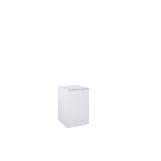 image of Look Wall Hung Base Of Bathroom Vanity Unit 40cm 1 Door White Gloss With Black Handle