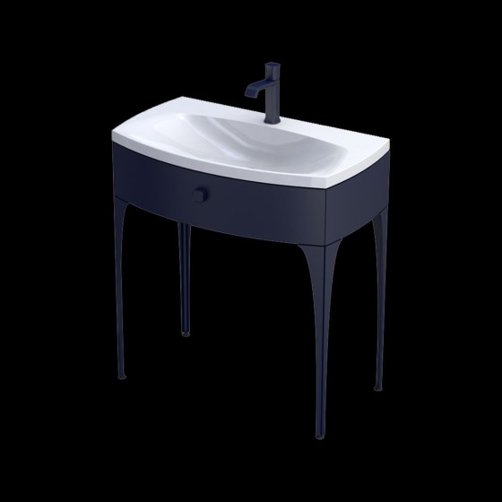 image of Wimborne Wall Mounted 1 Drawer Bathroom Vanity Unit 82cm Matt Blue