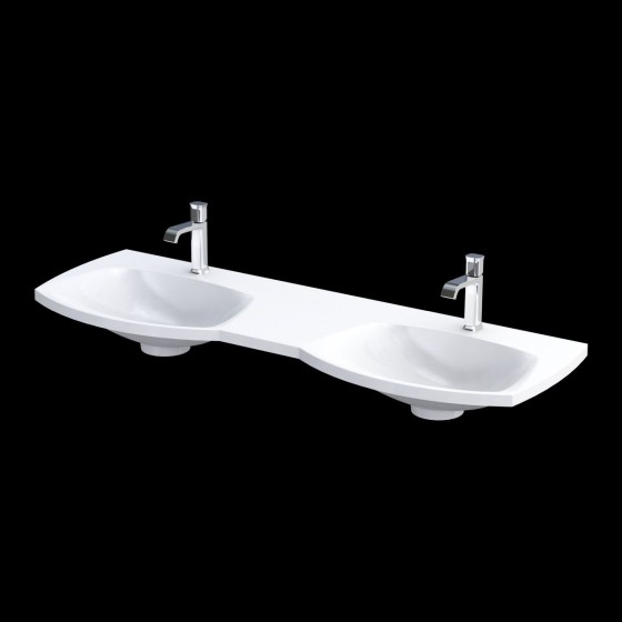 image of Wimborne 1 Tap Hole Double Bathroom Basin And SInk 144cm Gloss