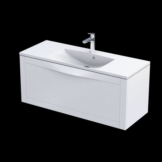 image of Enchant Wall Mounted 1 Drawer Bathroom Vanity Unit 120cm Matt White