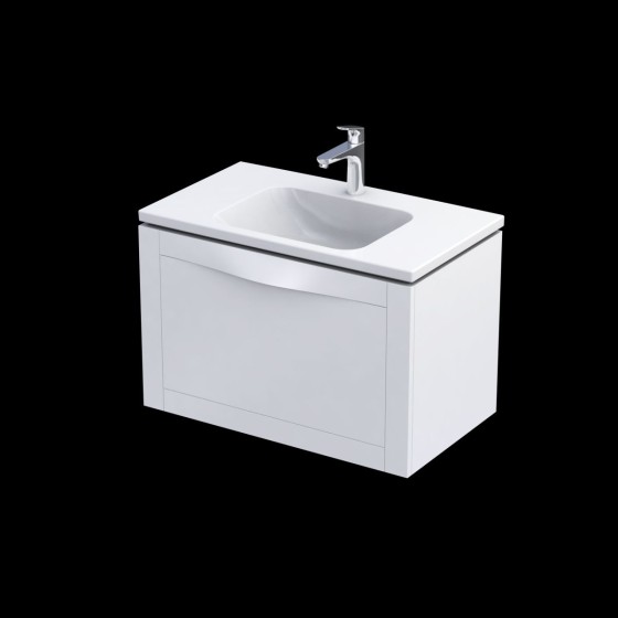 image of Enchant Wall Mounted 1 Drawer Bathroom Vanity Unit 80cm Matt White