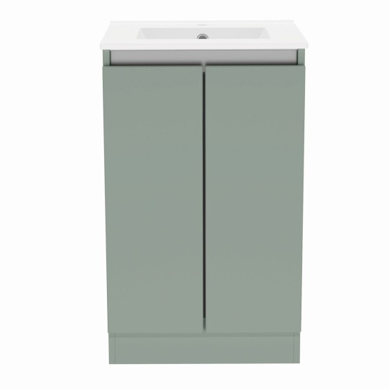 image of Gloucester 50cm Floor Standing 2 Door Bathroom Vanity Unit and Bathroom Sink Sage Green