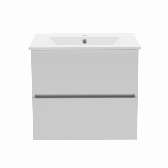 image of Gloucester 50cm Wall Hung 2 Door Bathroom Vanity Unit and Basin Sink Pearl Grey