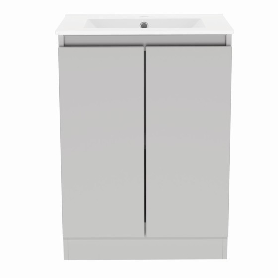 image of Gloucester 60cm Floor Standing 2 Door Bathroom Vanity Unit Pearl Grey