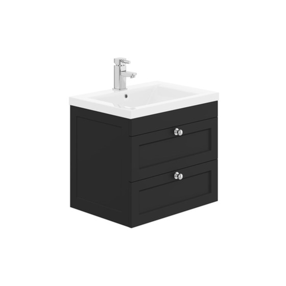 image of Dorset 60cm Wall Hung 2 Drawer Bathroom Vanity Unit Graphite