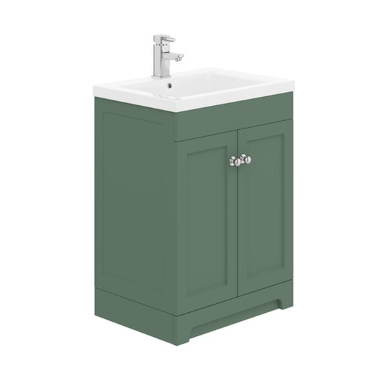 image of Dorset 60cm Floorstanding 2 Door Bathroom Vanity Unit Labrador Green