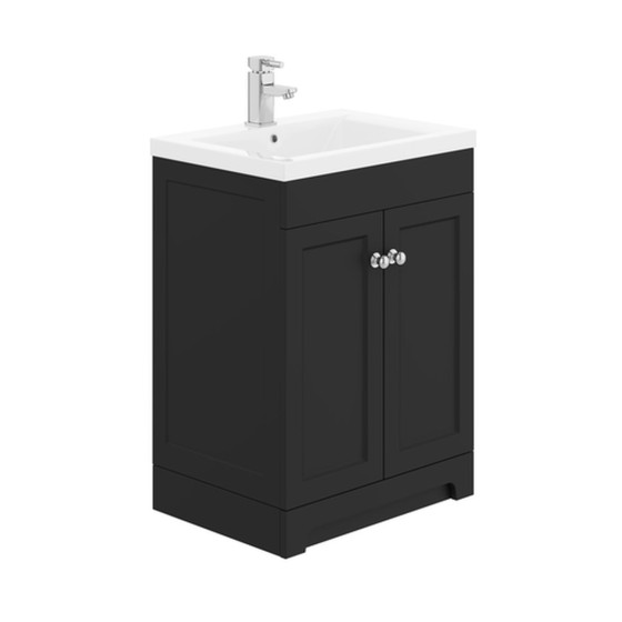 image of Dorset 60cm Floorstanding 2 Door Bathroom Vanity Unit Graphite