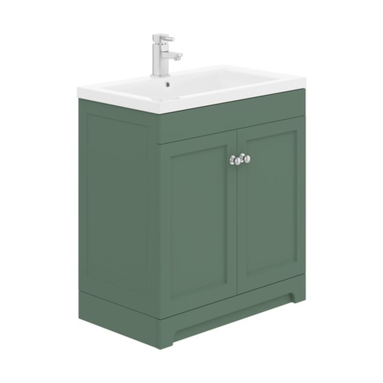 image of Dorset 80cm Floorstanding 2 Door Bathroom Vanity Unit Labrador Green