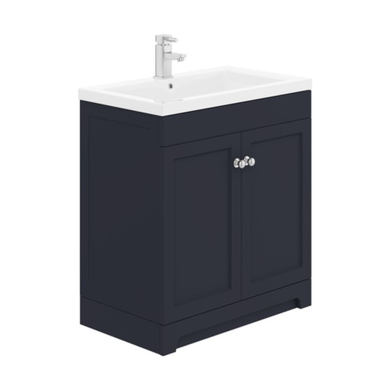 image of Dorset 80cm Floorstanding 2 Door Bathroom Vanity Unit Indigo Blue