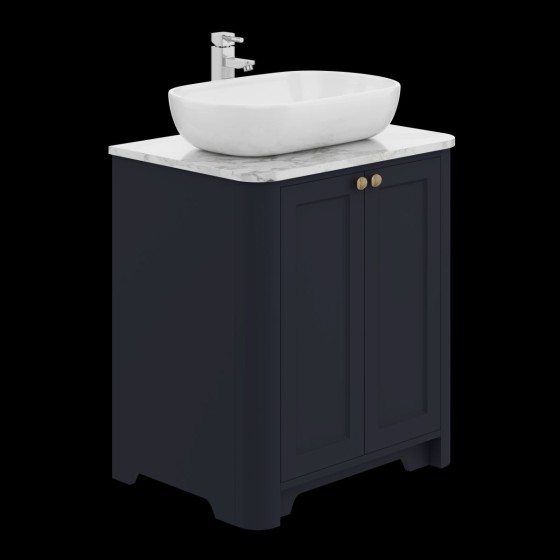 image of Hampton 70cm Floorstanding 2 Door Bathroom Vanity Unit Indigo Blue