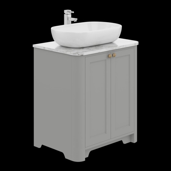 image of Hampton 70cm Floorstanding 2 Door Bathroom Vanity Unit Dusk Grey Super Matt