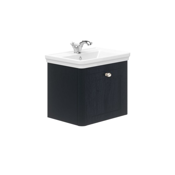 image of Heritage 50cm Wall Hung 1 Drawer Bathroom Vanity Unit and Basin Sink Denim Ash