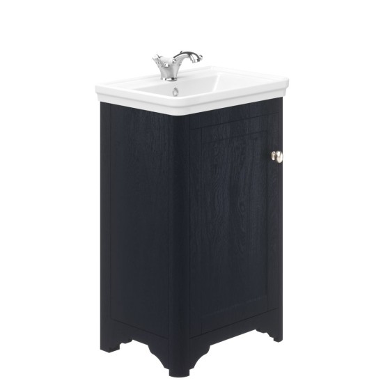 image of Heritage 50cm Floor Standing 1 Door Bathroom Vanity Unit and Basin Sink Indigo Ash